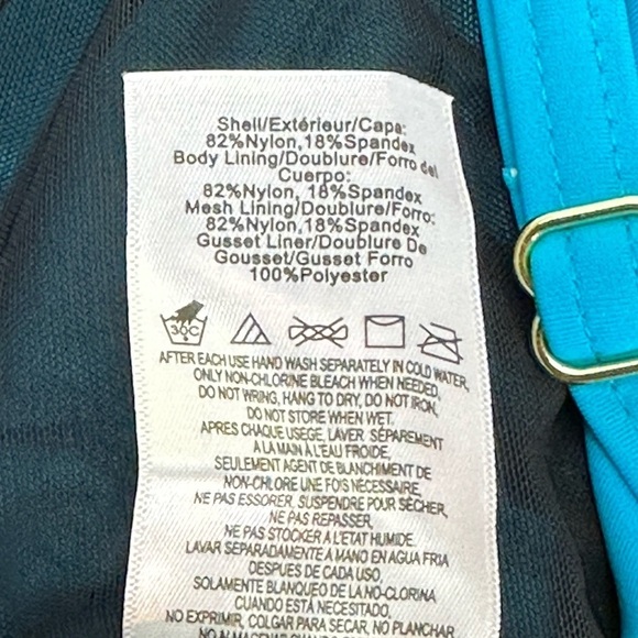 Fit 4U Blue 1 Piece Bathing Suit Romper Shorts Sz 16 Perforated Floral R… - Picture 8 of 13